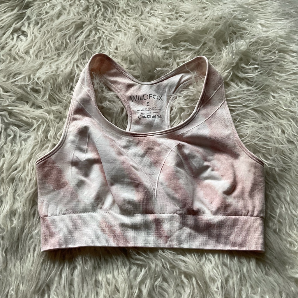 Nwot Wildfox Pink And White Tie-Dyed Sports Bra